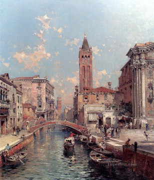 Venecia clásica Painting - Río Santa Barnaba Franz Richard Unterberger Venecia